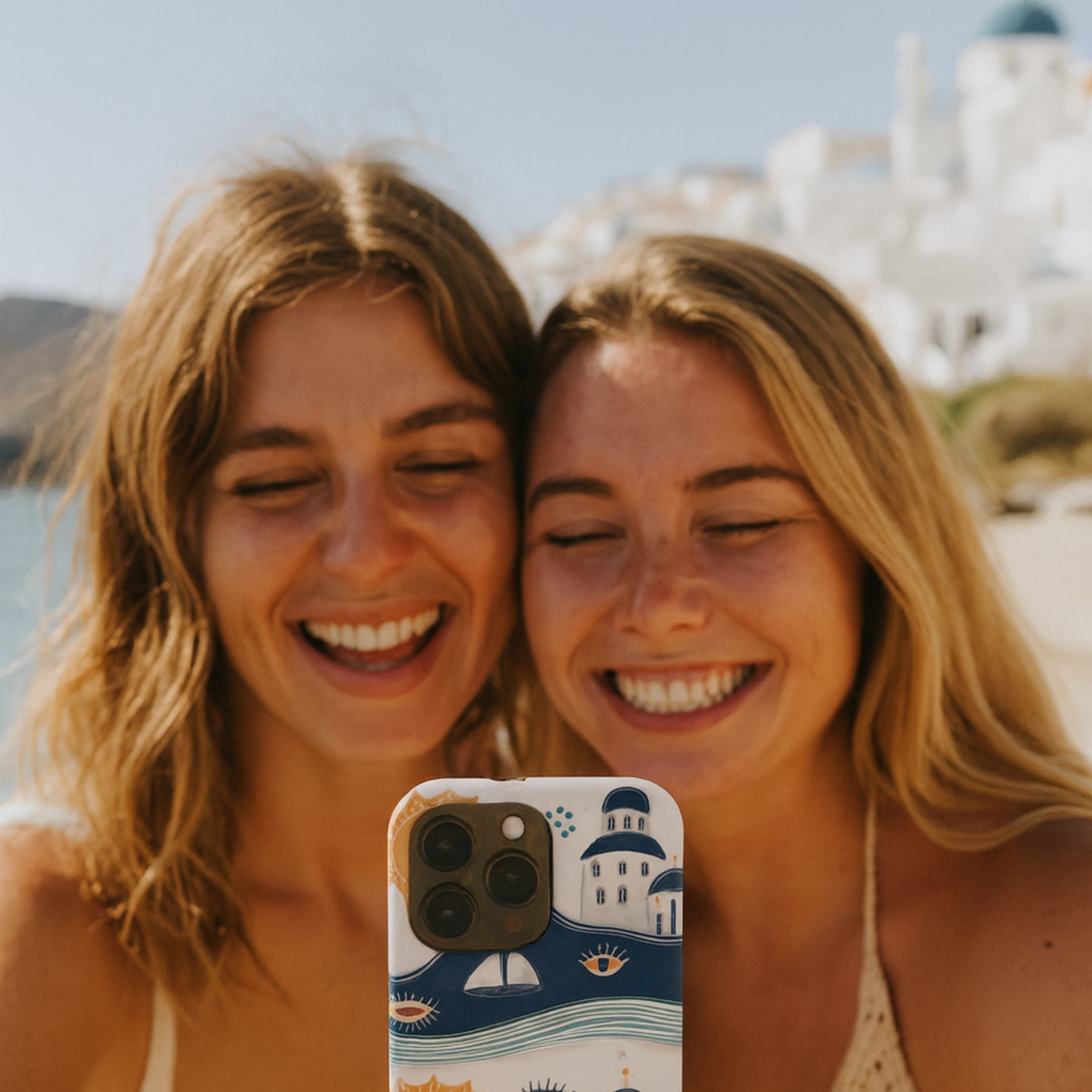 all-groups santorini selfie